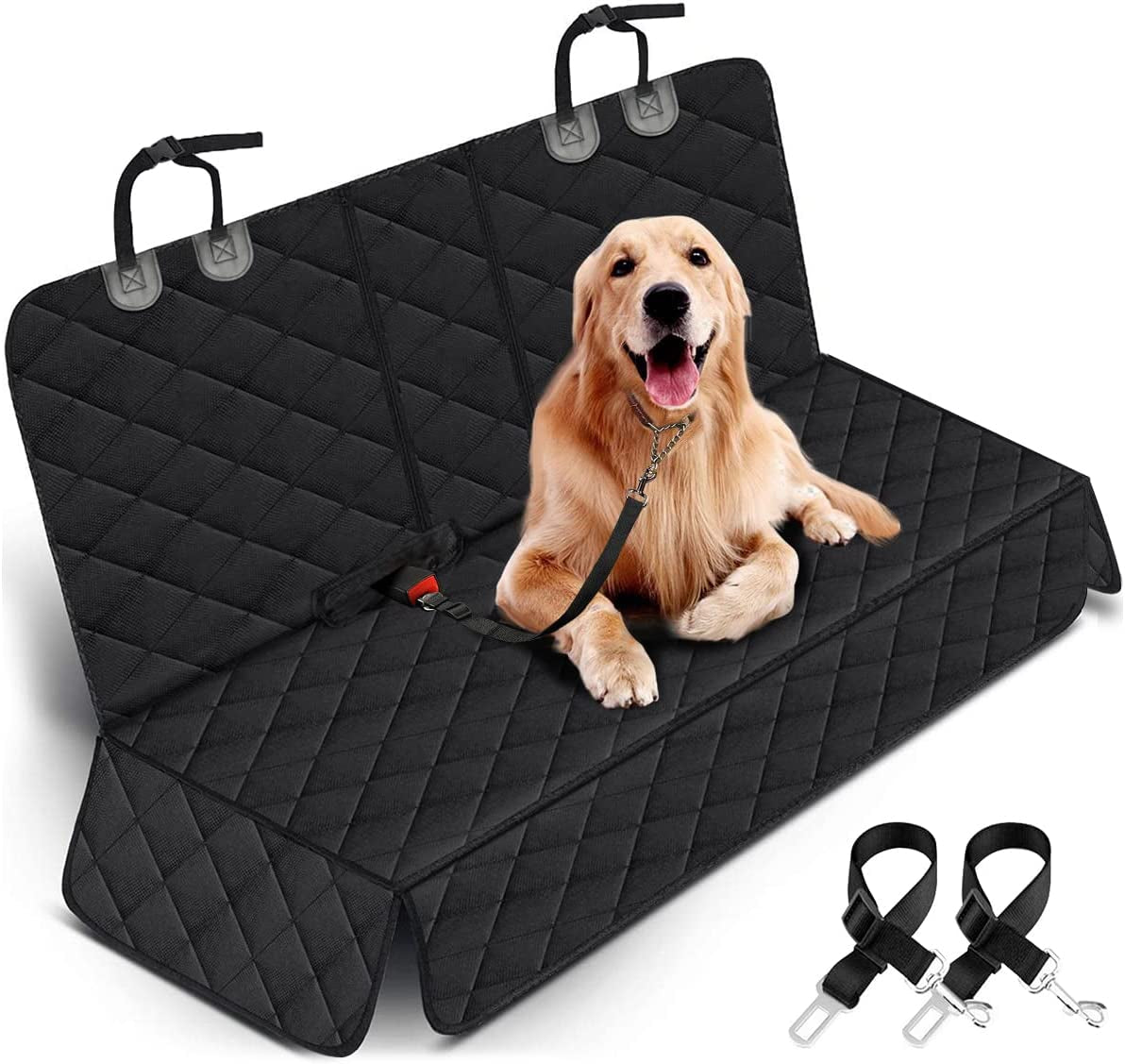 Pet Hair&Grime Shield Dog Car Seat Cover, Back Seat Cover for Dogs Pet Car Seat Protector Waterproof Bench Car Seat Cover, Non-Slip Rear Seat Cover Fits Middle Armrest for All Cars Trucks Suvs - Black